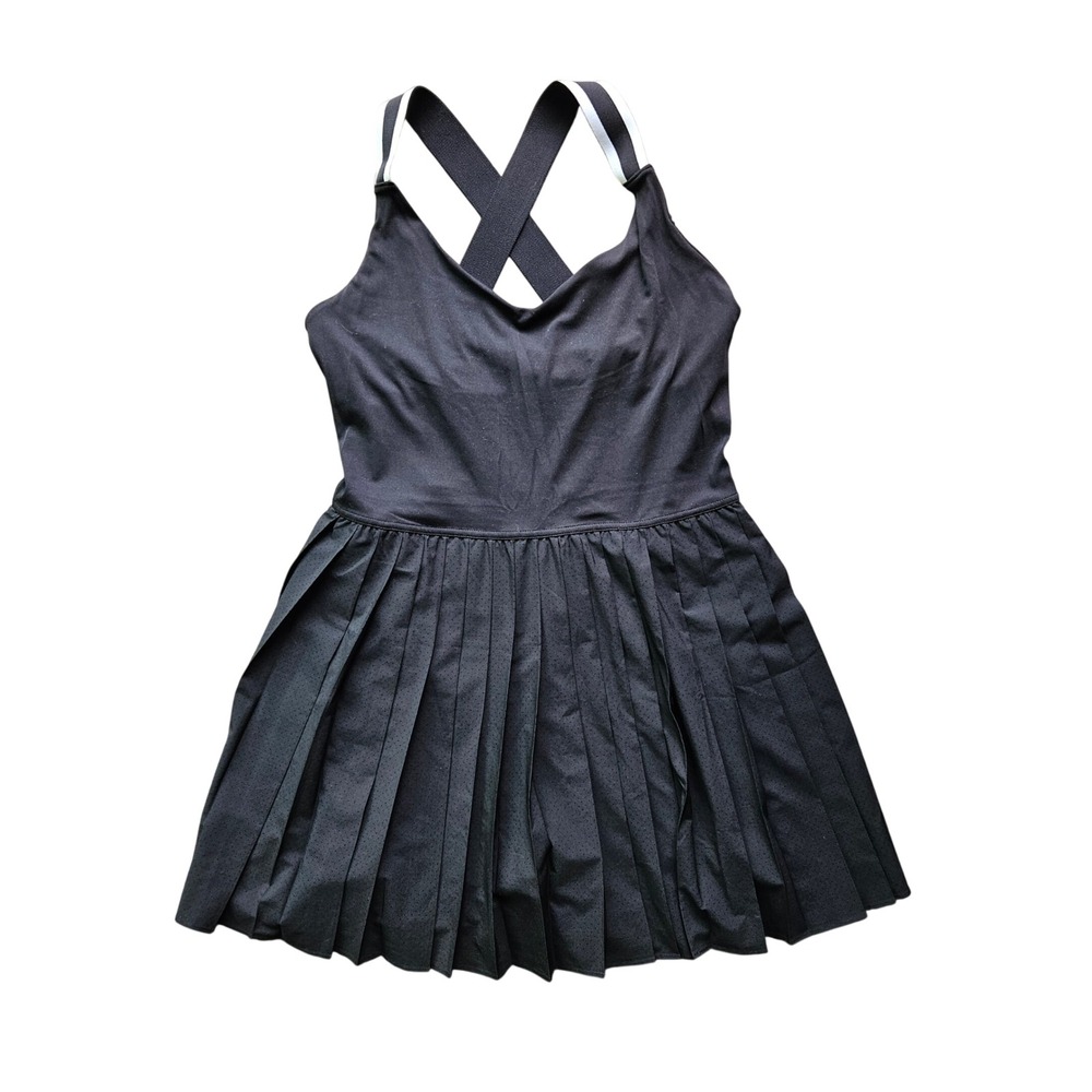 OFFLINE by Aerie Black Pleated Tennis Dress Built-in Shorts Pockets Large